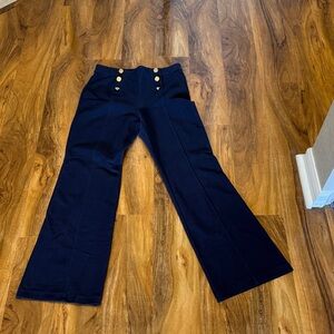 Michael Kors Dark Blue Flare Pants with Gold Accents